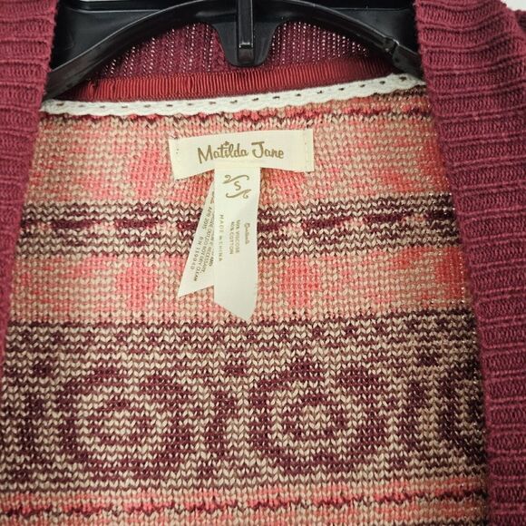 Matilda Jane Womens Cardigan Small Sweater Pink Maroon Forever Harmony Tunic - Picture 5 of 6